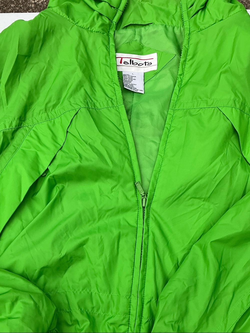 Talbots Lime Green Lightweight Hooded Windbreaker
